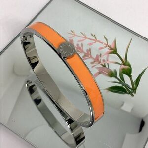 Orange and Silver Bangle Bracelet